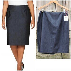 New w/Tags - sz 12 - Anne Klein Tailored Skirt w/Kick Pleat, Indigo, Nordstrom